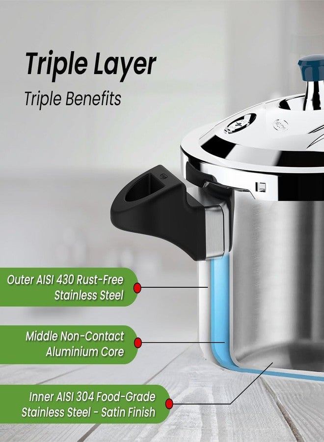Ultra Triply Diet Cooker 5.5 L,SS 304 Food Grade,'SCTS'Anti Bulging,Froth collector,Excess Starch Remover,Calory Reduction,Solid backelite handles,3 layered body, Induction, ISI,5 Y warranty - Image 5