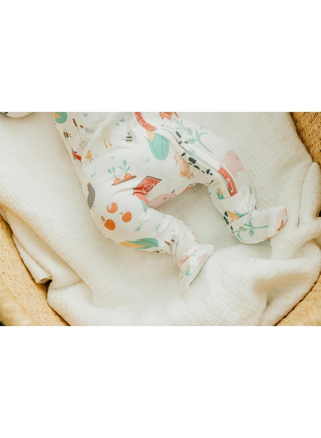 Copper Pearl Zip-Up Footie Baby Pajamas: Ultra-Soft Boys & Girls Pajamas, Premium Knit Fabric in Stylish Prints, Tag-Free with Two-Way Zipper, Newborn to 24 Months, Farmstead - Image 4
