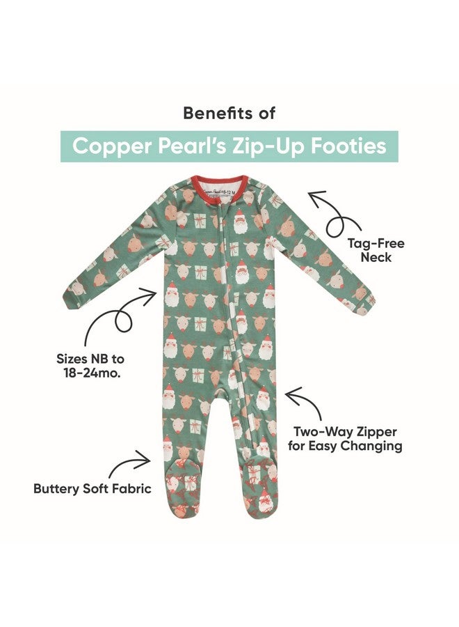Copper Pearl Zip-Up Footie Baby Pajamas: Ultra-Soft Boys & Girls Pajamas, Premium Knit Fabric in Stylish Prints, Tag-Free with Two-Way Zipper, Newborn to 24 Months, Farmstead - Image 2