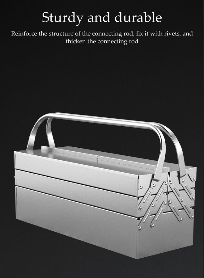 DUNISO Metal Tool Box, Portable Folding Stainless Steel Storage Box, 3-Layer and 5-Layer Tray, Multi-Function, Heavy Duty Anti-Rust and Scratch Coating, Durable Double Handles with Locking Holes, Large Capacity Cantilever, Suitable for Home, Workshop, Garage Repair and Maintenance  - Image 5