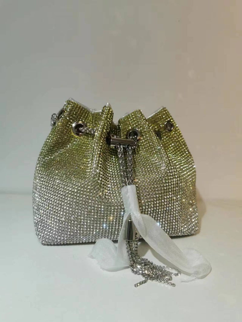 Women'S Glitter Seaside Shell Special Material Rhinestone Shopping Tassel Bucket Bag Clutch - Image 1