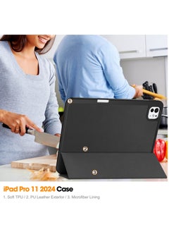 Digipace Ipad Pro 11 Inch Case with Pencil Holder, M4 Chip, 5th Generation 2024, Smart Cover with Protective Trifold Stand & Soft Tpu Back, Support Pencil Charging, Black  - Image 3