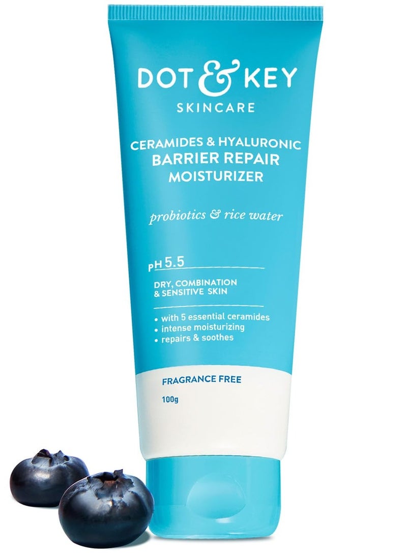 Dot & Key Ceramides Moisturizer with Hyaluronic for Intense Moisturizing and Skin Strengthening With Probiotic and Rice Water Barrier Repair Cream For Dry Skin Normal Skin and Sensitive Skin 100g - Image 1