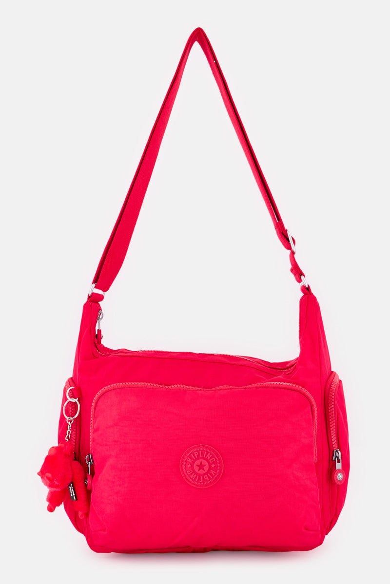 kipling حقيبة كتف بشعار العلامة التجارية للنساء، وردي داكن - Image 1