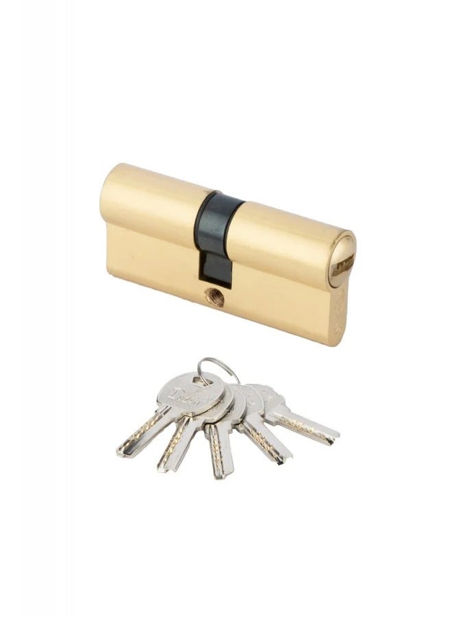 Lozan Double Wafer Entrance Copper Cylinder Lock with 5 Keys Door Safety Home Security Hardware Suitcase Luggage Cabinet Locker Defender 70mm 