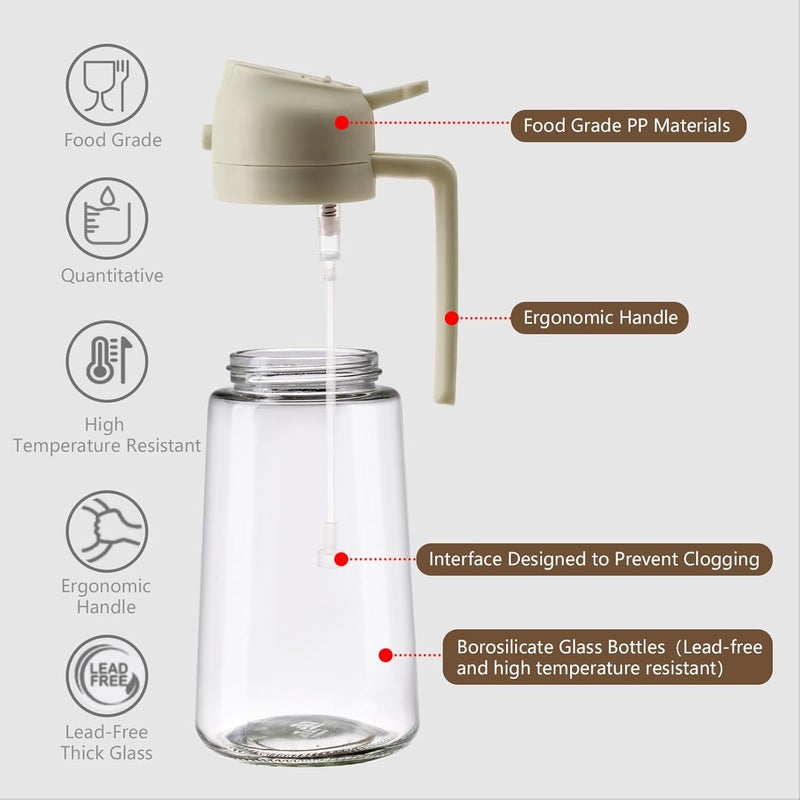 SWEET VIEW 2PCS Oil Sprayer for Cooking, 16oz/470ml 2 In 1 Glass Olive Oil Sprayr & pourer for Kitchen, Air Fryer, Cooking, Salad, BBQ (Black,White) - Image 5
