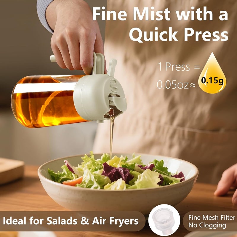 SWEET VIEW 2PCS Oil Sprayer for Cooking, 16oz/470ml 2 In 1 Glass Olive Oil Sprayr & pourer for Kitchen, Air Fryer, Cooking, Salad, BBQ (Black,White) - Image 3