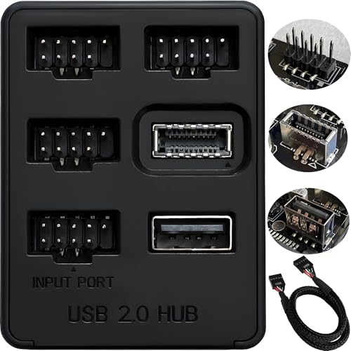 Bejavr 5 Ports Internal USB Hub, Motherboard 9pin USB 2.0 Header Splitter, USB 2.0 to USB 3.2 Gen 1 Header Adapter. - Image 1