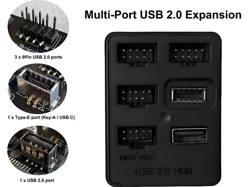 Bejavr 5 Ports Internal USB Hub, Motherboard 9pin USB 2.0 Header Splitter, USB 2.0 to USB 3.2 Gen 1 Header Adapter. - Image 4