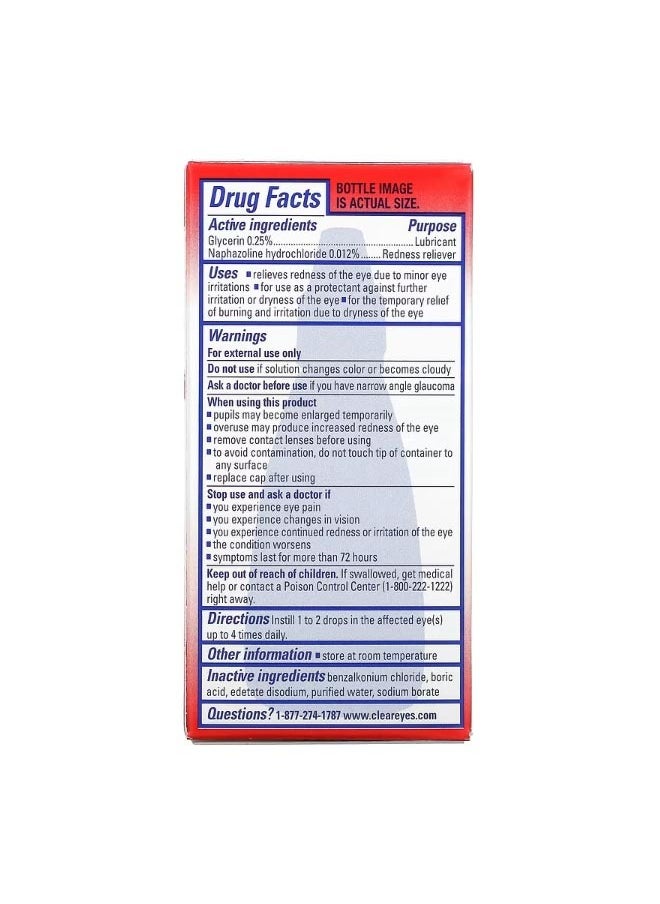Clear Eyes Redness Relief Lubricant Redness Reliever Eye Drops 0.5 fl oz 15 ml  - Image 2