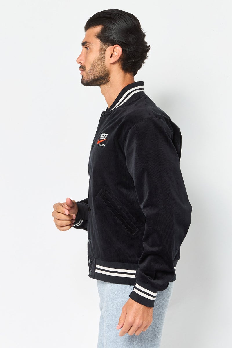 Nike جاكيت بومبر خارجي بأكمام طويلة فضفاضة للرجال، أسود - Image 2