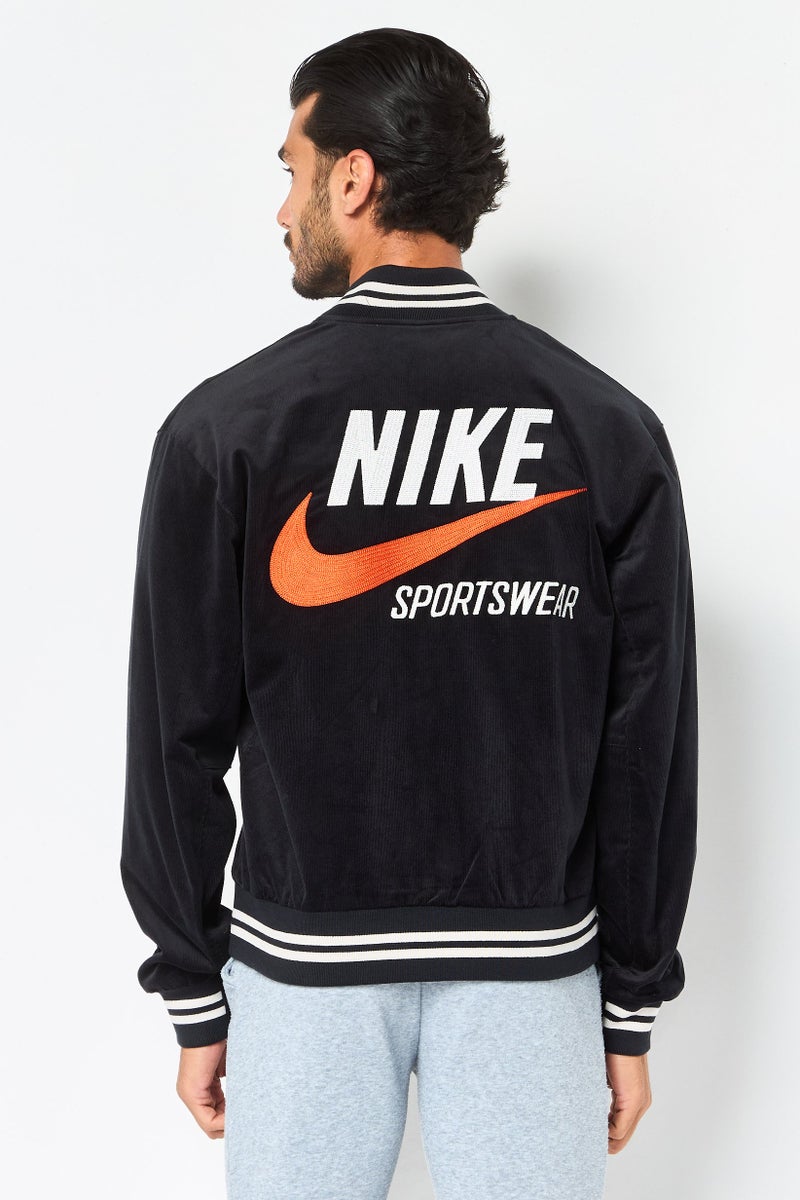 Nike جاكيت بومبر خارجي بأكمام طويلة فضفاضة للرجال، أسود - Image 4