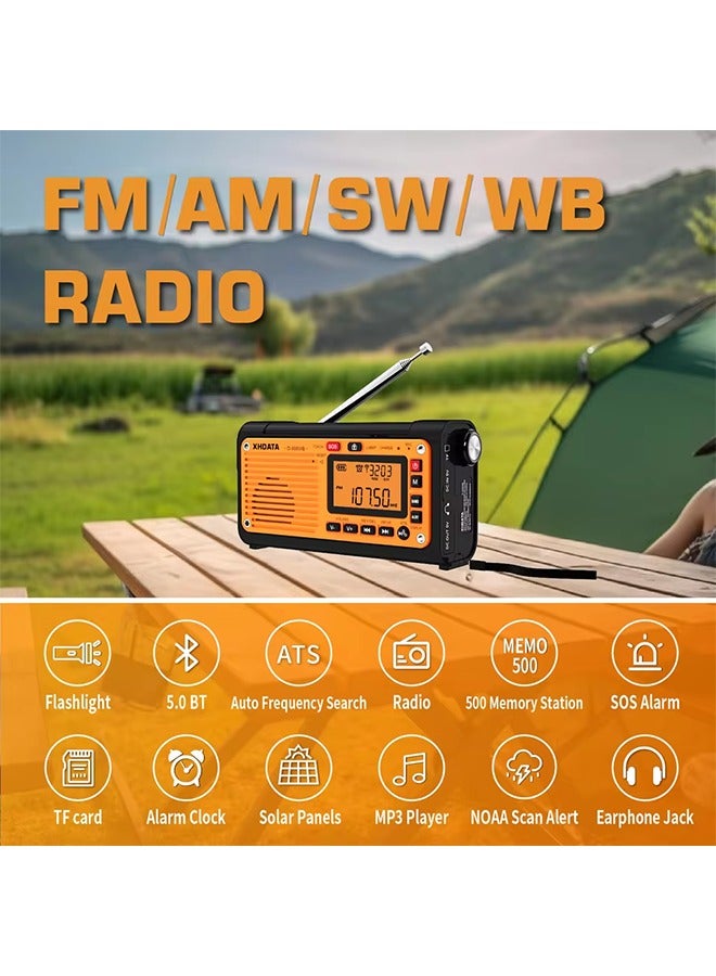 D-608WB Emergency Crank Weather Radio FM/AM/SW/NOAA Alert Portable Radio with Phone Charger, Bluetooth, Battery Operated - Image 3