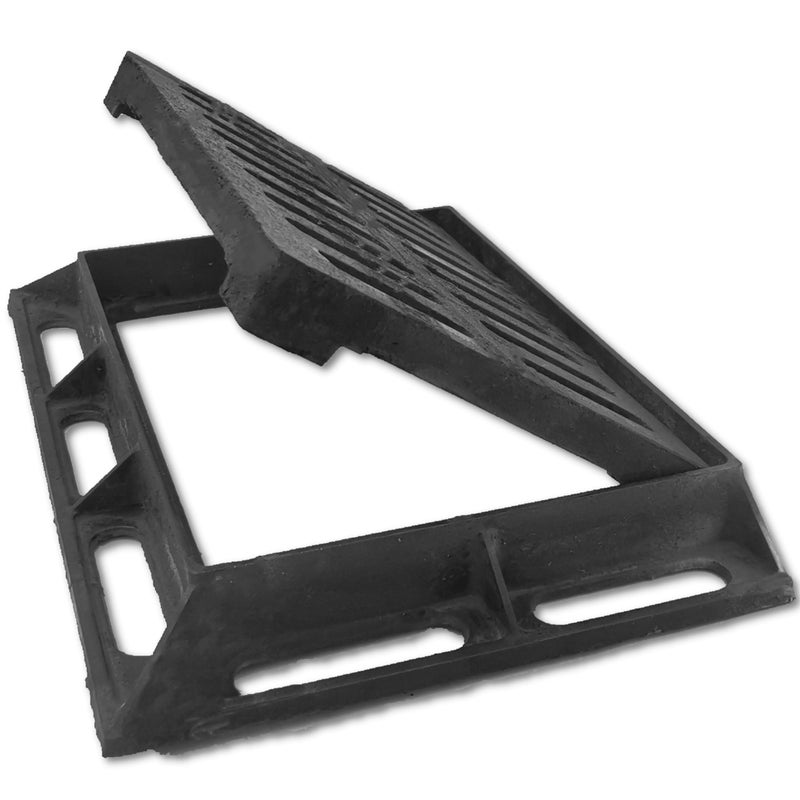 MOSINSBO MOSINSBO Cast Iron Drain Grate and Frame 12x8 Outdoor Drain Cover B Class Sewer Grate with Base Durable Heavy Duty Channel Grate Black Rectangle Drainage Grate for Driveway Concrete Yard 