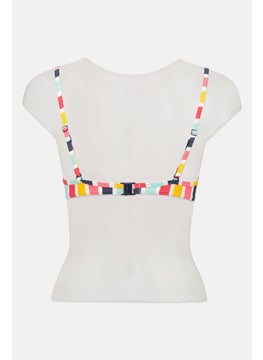 ESPRIT Women Allover Print Padded Bikini Top, White Combo  - Image 2