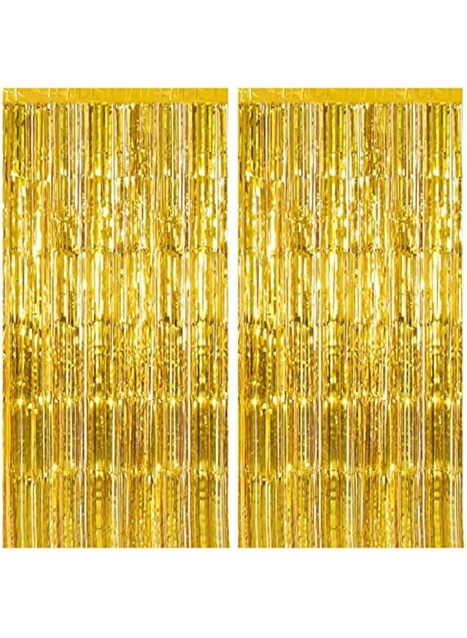 2 حزمة الذهب الخلفية ديكورات عيد ميلاد رقائق ستارة الخلفية الذهب Streamers الرقص حزب الديكورات كشك الصور الدعائم لحفلة البكالوريت - Image 1