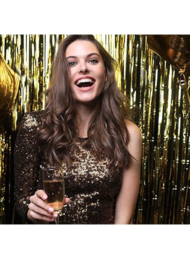 2 حزمة الذهب الخلفية ديكورات عيد ميلاد رقائق ستارة الخلفية الذهب Streamers الرقص حزب الديكورات كشك الصور الدعائم لحفلة البكالوريت - Image 4