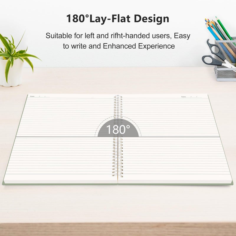 RETTACY Spiral College Ruled Notebook, 300 Pages, A5 Medium Size (5.7" Ã— 8.2"), for School, Work, Writing, Journaling, 100 GSM Thick Paper, Flexible Plastic Cover (Light Green) - Image 5