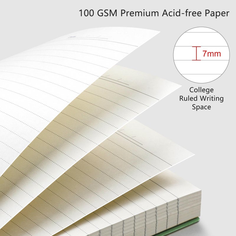 RETTACY Spiral College Ruled Notebook, 300 Pages, A5 Medium Size (5.7" Ã— 8.2"), for School, Work, Writing, Journaling, 100 GSM Thick Paper, Flexible Plastic Cover (Light Green) - Image 3