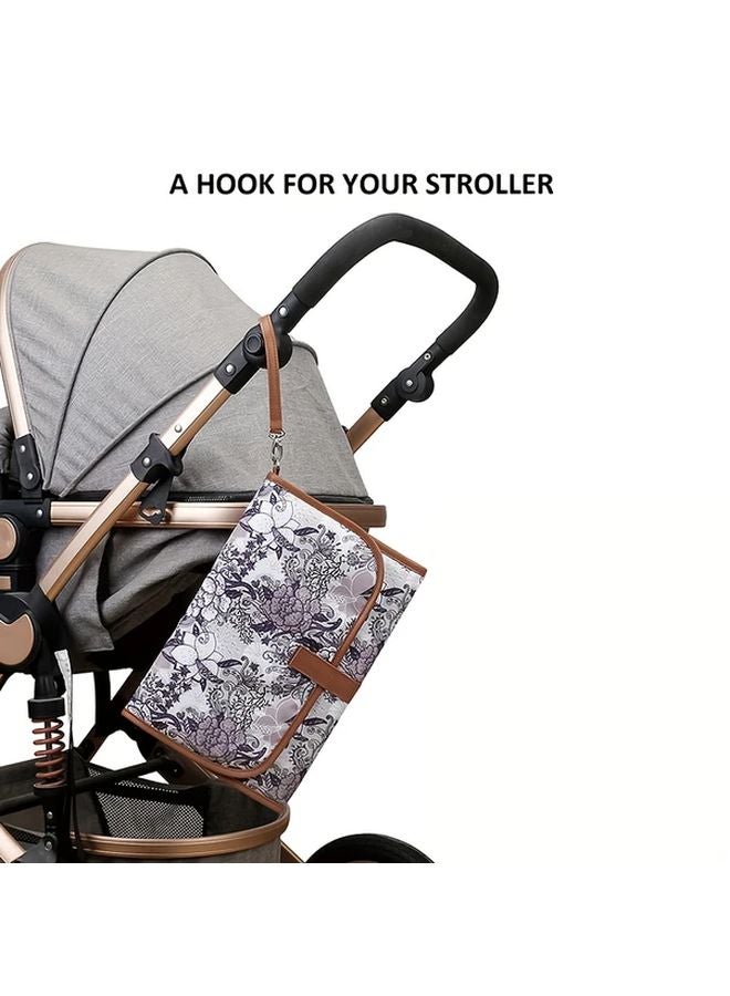 Chrysanthemum Floral Print Diaper Pad Holder Portable Wet Dry Separation Storage Bag - Image 2