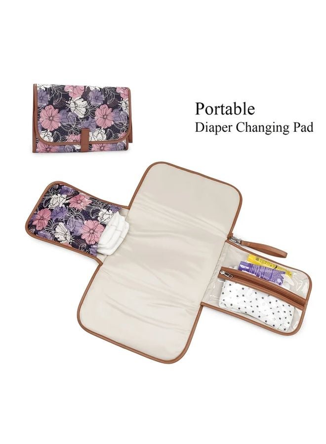 Chrysanthemum Floral Print Diaper Pad Holder Portable Wet Dry Separation Storage Bag - Image 4