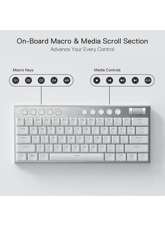 Redragon K632W Wired RGB Mechanical Keyboard, 60% Layout, Tri Mode, Ultra Thin Low Profile, No Lag Connection, Linear Red Switch, N-Key Rollover, White | K632W-RGB - Image 4