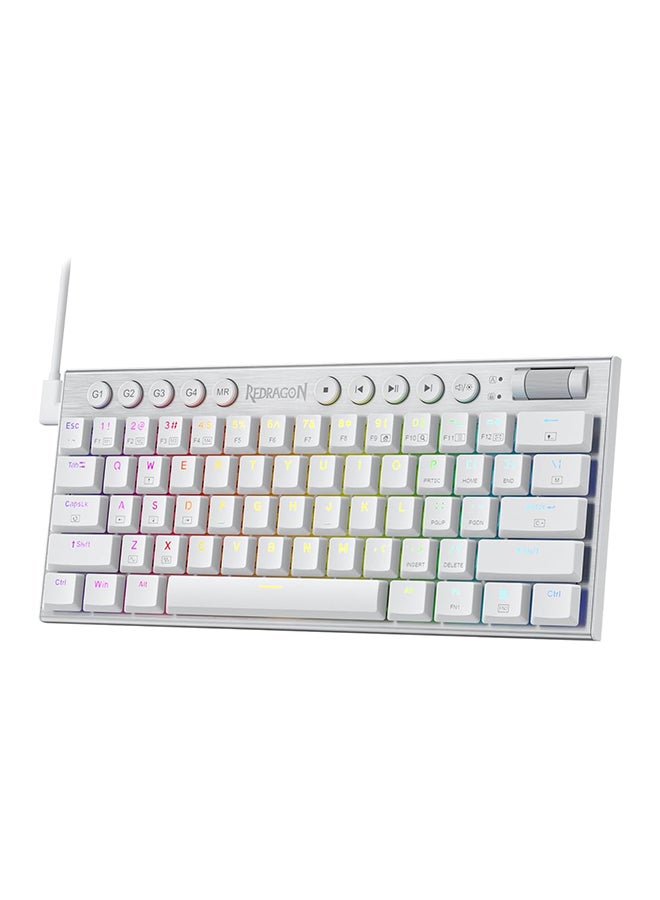 Redragon K632W Wired RGB Mechanical Keyboard, 60% Layout, Tri Mode, Ultra Thin Low Profile, No Lag Connection, Linear Red Switch, N-Key Rollover, White | K632W-RGB - Image 1