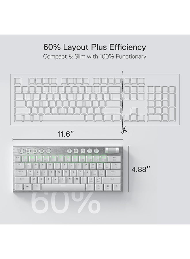 Redragon K632W Wired RGB Mechanical Keyboard, 60% Layout, Tri Mode, Ultra Thin Low Profile, No Lag Connection, Linear Red Switch, N-Key Rollover, White | K632W-RGB - Image 3