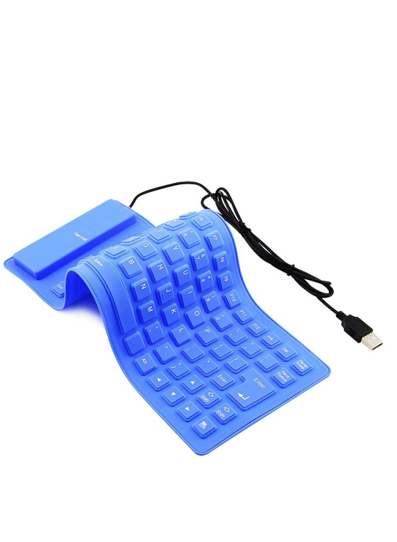 Flexible-USB Waterproof Keyboard - Foldable Silicone Gel Keyboard with 85 Keys | Arabic & English Layout | Soft Rubber Cover for PC, Laptop, Smart TV - Black | Silent, Dustproof, Portable