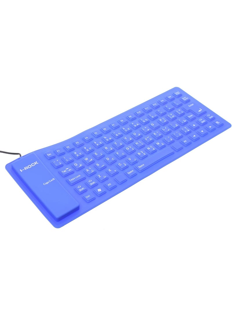 Flexible-USB Waterproof Keyboard - Foldable Silicone Gel Keyboard with 85 Keys | Arabic & English Layout | Soft Rubber Cover for PC, Laptop, Smart TV - Black | Silent, Dustproof, Portable