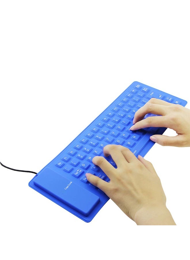 Flexible-USB Waterproof Keyboard - Foldable Silicone Gel Keyboard with 85 Keys | Arabic & English Layout | Soft Rubber Cover for PC, Laptop, Smart TV - Black | Silent, Dustproof, Portable