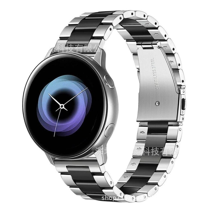 سوار ساعة ذكية سوار معدني من الستانلس ستيل متوافق مع Samsung Galaxy Watch 44/45/47mm بملاءمة قابلة للتعديل وحزام بديل باللون أسود قابل للتعديل - Image 3