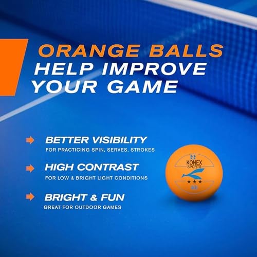 KONEX 40+ Plastic Table Tennis Balls Pack of 12 | High Performance 3-Star ABS TT Balls for Professional Matches and Training | Ideal for Adults & Kids (Orange) - Image 5
