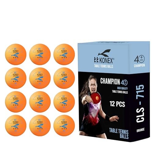 KONEX 40+ Plastic Table Tennis Balls Pack of 12 | High Performance 3-Star ABS TT Balls for Professional Matches and Training | Ideal for Adults & Kids (Orange) - Image 1