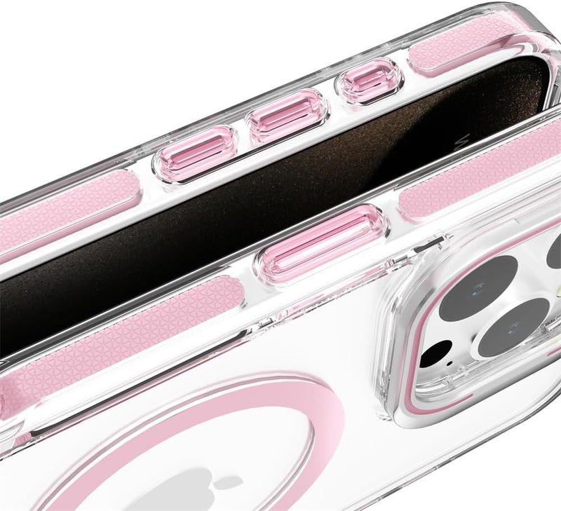 Clear Case for iPhone 16 Pro, Compatible for MagSafe, Magnetic Metal Lens Frame Stand, Kickstand Shockproof Rugged Cover (Black) - Image 3