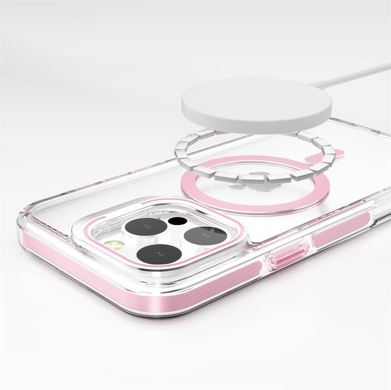 Clear Case for iPhone 16 Pro, Compatible for MagSafe, Magnetic Metal Lens Frame Stand, Kickstand Shockproof Rugged Cover (Black) - Image 4