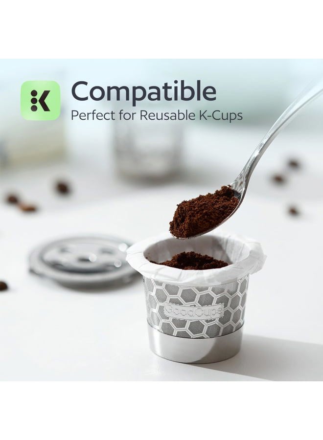GoodCups 300 Disposable Paper Filters for Keurig Reusable Pods Filters and Other Single Serve Refillable Capsules (Fits All Brands) - Pods Coffee Filters Accessories - Image 2