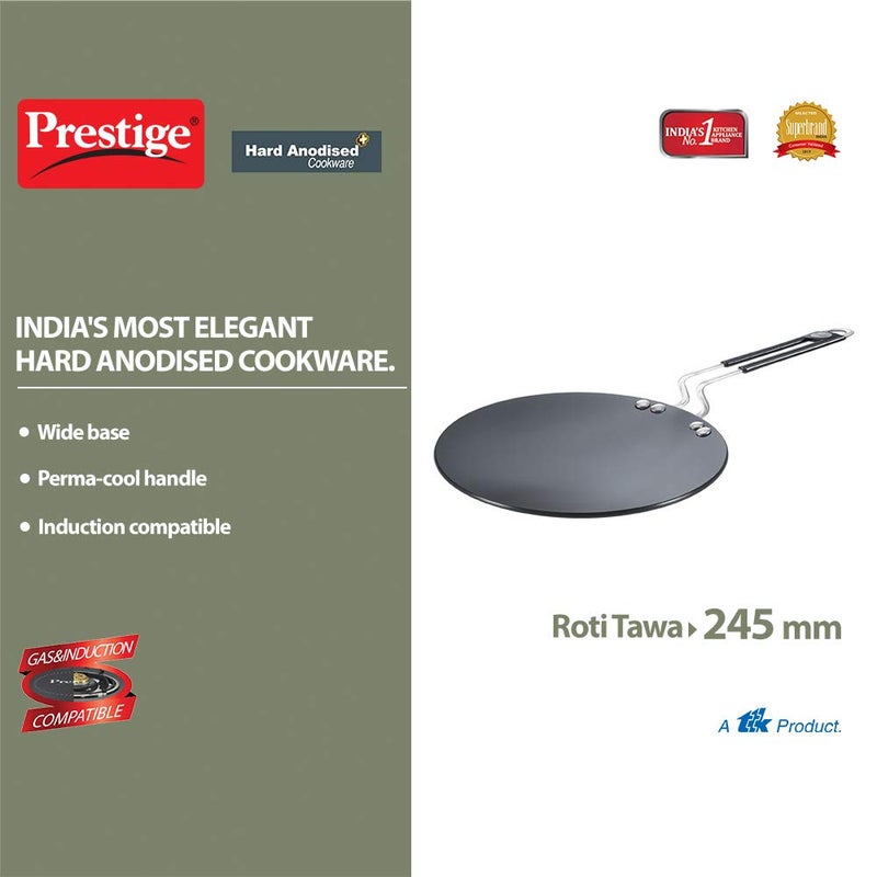 Prestige Aluminium Omega Select Plus IB Non-Stick Fry Pan, 200 mm, Multicolour, Medium & Hard Anodized Aluminium Chapati Tawa (245 mm, Black) - Image 5