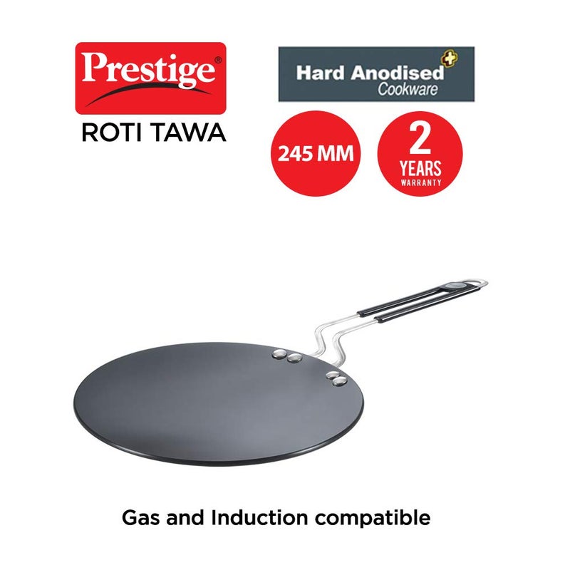 Prestige Aluminium Omega Select Plus IB Non-Stick Fry Pan, 200 mm, Multicolour, Medium & Hard Anodized Aluminium Chapati Tawa (245 mm, Black) - Image 4