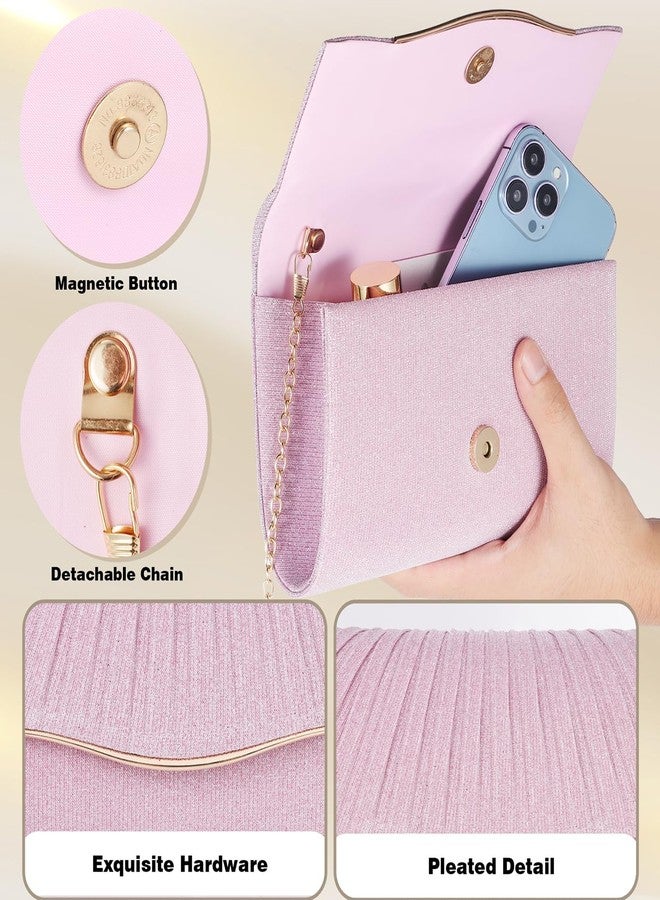 lovyoCoCo Clutch Purses for Women Formal Dressy Evening Bag Handbags Crossbody Bag for Wedding Cocktail Prom Party Elegance Charm (Pink) - Image 3