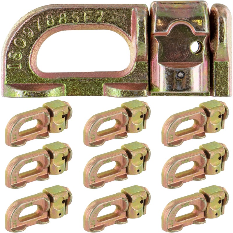 US Cargo Control L Track Double Stud Fitting 10 Pack 5000 Pounds Break Strength Use with L Track Rails in Truck Bed or Trailer to tie Down ATV Motorcycle Automatic Locking with Spring Release