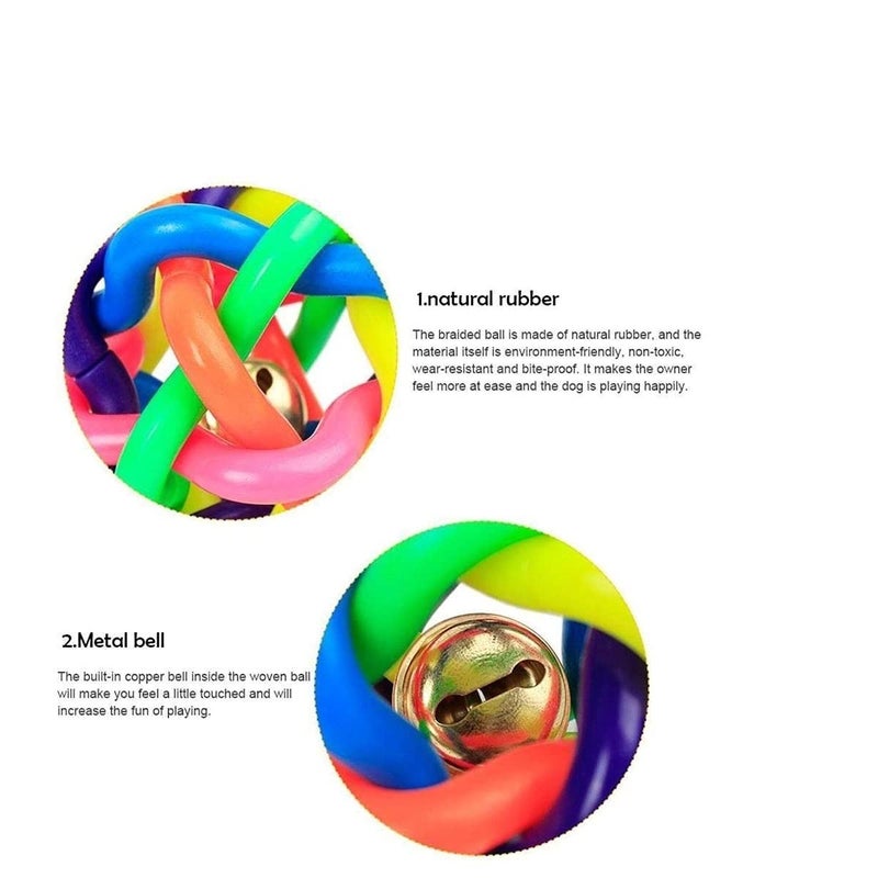 KittuPet Puppy Toys Dog Toy for Small Dogs Ball Toy Combo + Rainbow Ball | Rope Toys for Dog + Cotton Ball + LED Light Ball for Puppy Dog + Teething Ball Toys, Pack of 3 Combo Pack - Image 2