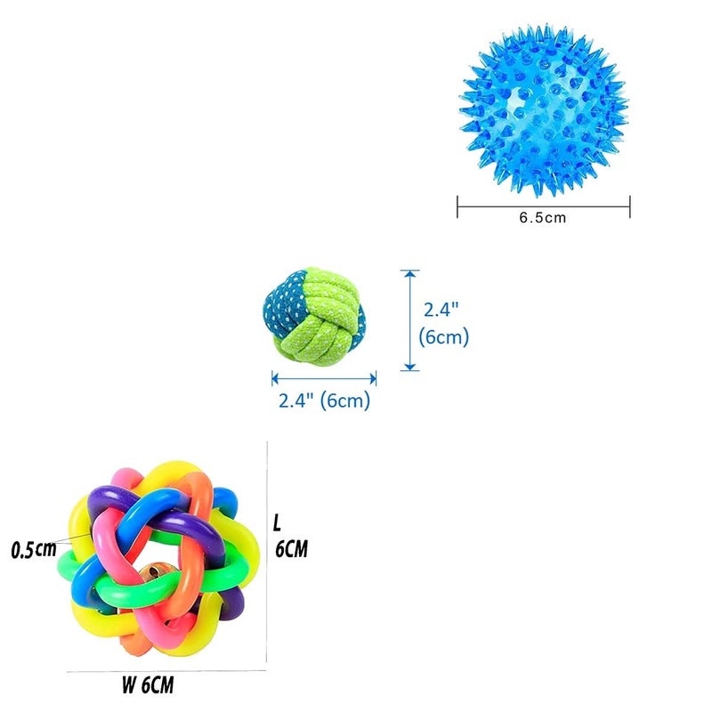 KittuPet Puppy Toys Dog Toy for Small Dogs Ball Toy Combo + Rainbow Ball | Rope Toys for Dog + Cotton Ball + LED Light Ball for Puppy Dog + Teething Ball Toys, Pack of 3 Combo Pack - Image 3