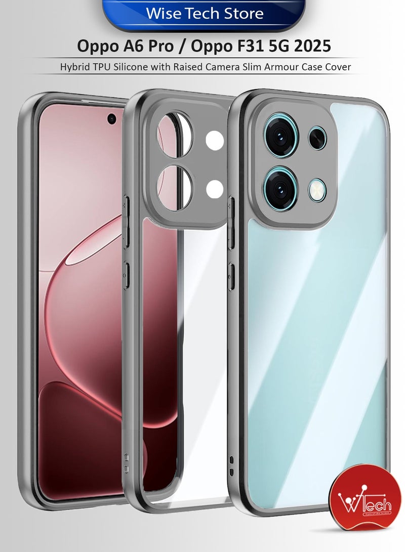 دبليو تيك غطاء حامي نحيف من السيليكون الهجين TPU لهاتف Oppo A6 Pro 5G / Oppo F31 5G 2025 مع حماية الكاميرا المرتفعة (MCAPSA) - شفاف/رمادي - Image 1