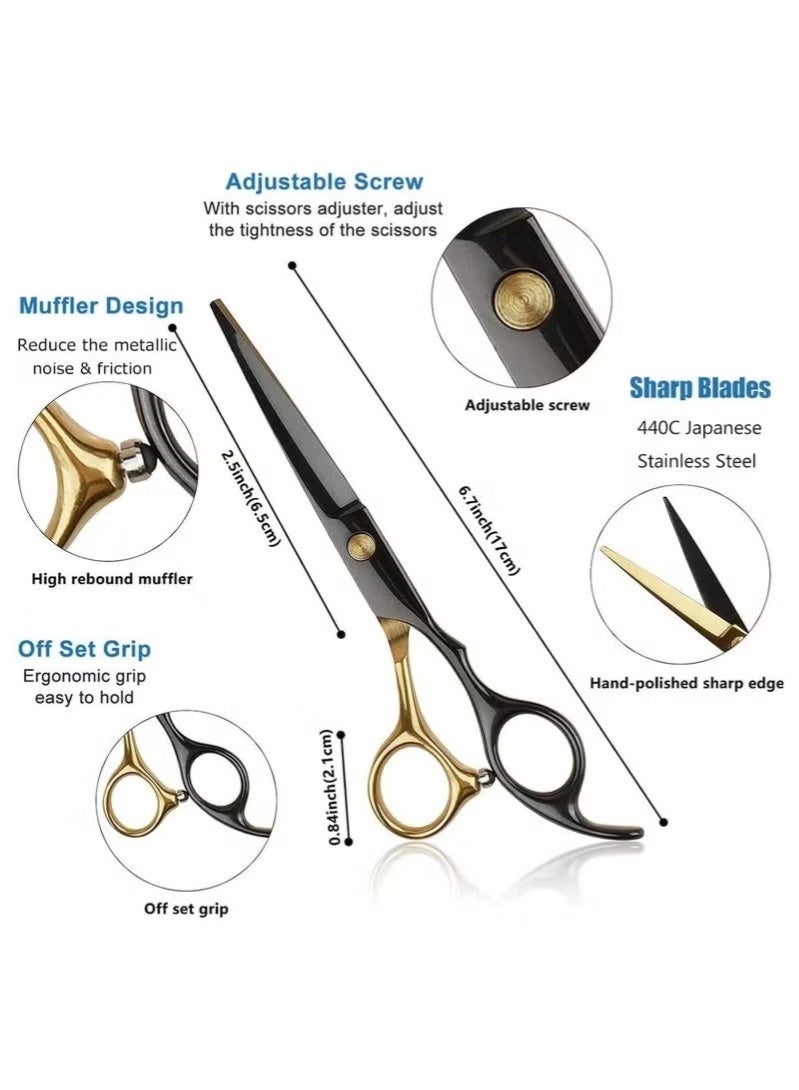 Arabest 10 PCS Professional Hair Cutting Scissors Set - Japanese 440 Stainless Steel Blades with Thinning Scissors, Comb, Cape, Clips for Barber Salon Home Hairdressing Use (Suitable for Barbers, Salon Workers, Home Users) - Image 2