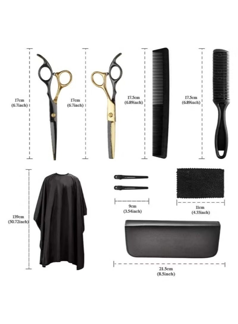 Arabest 10 PCS Professional Hair Cutting Scissors Set - Japanese 440 Stainless Steel Blades with Thinning Scissors, Comb, Cape, Clips for Barber Salon Home Hairdressing Use (Suitable for Barbers, Salon Workers, Home Users) - Image 4