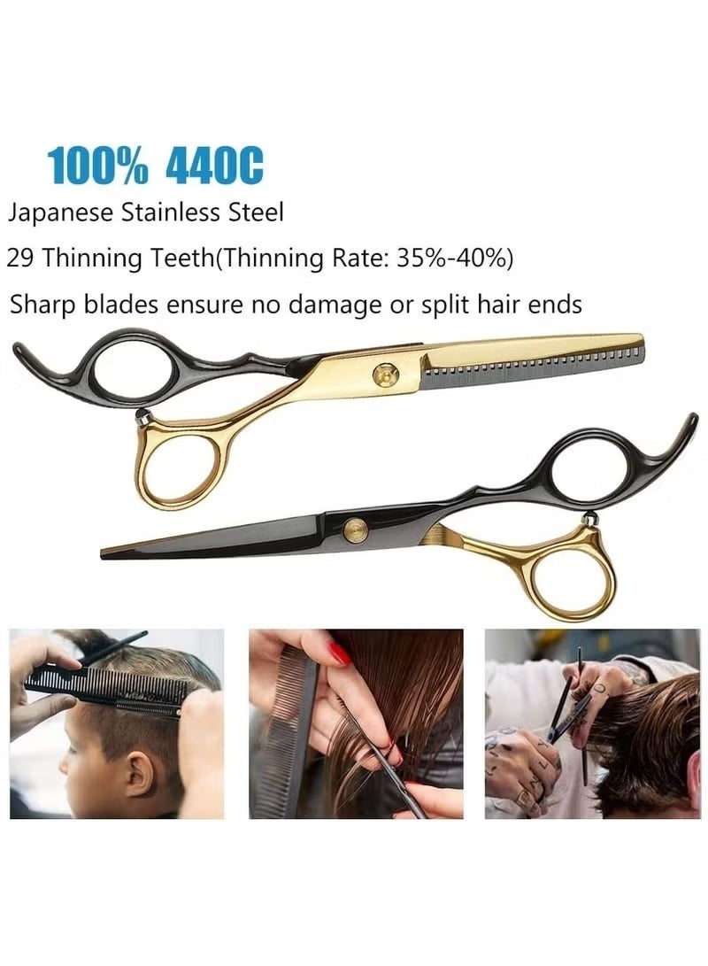 Arabest 10 PCS Professional Hair Cutting Scissors Set - Japanese 440 Stainless Steel Blades with Thinning Scissors, Comb, Cape, Clips for Barber Salon Home Hairdressing Use (Suitable for Barbers, Salon Workers, Home Users) - Image 3