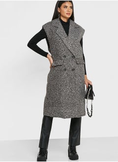 Button Detail Knitted Vest Coat