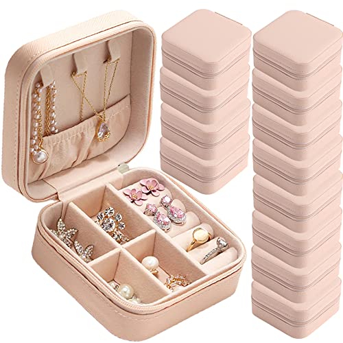CIPIDI Travel Jewelry Case Bridesmaid Gifts Box,12 Pack Small Jewelry Box Mini Jewelry Organizer,PU Leather Portable Earring Storage Box for Women Girls Bridesmaid Proposal Gifts - Image 1
