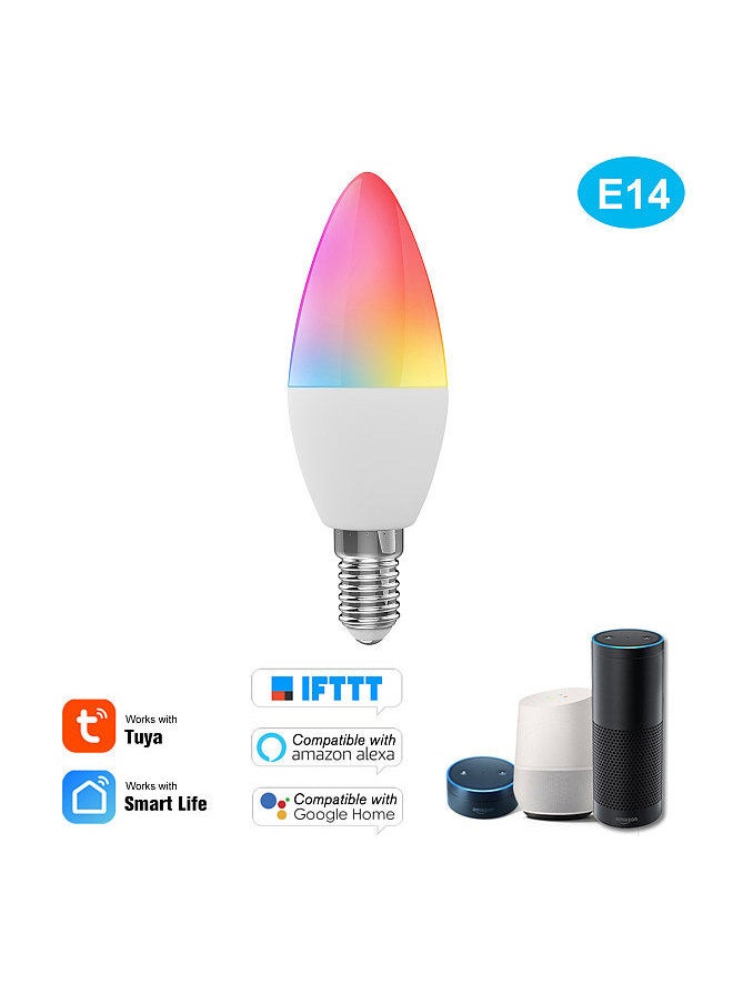 Generic - WiFi Smart Bulb RGB+W+C LED Candle Bulb 5W E14 Dimmable Light Phone APP SmartLife/Tuya Remote Control Compatible with Alexa Google Home for Voice Control, 3 pack - Image 1